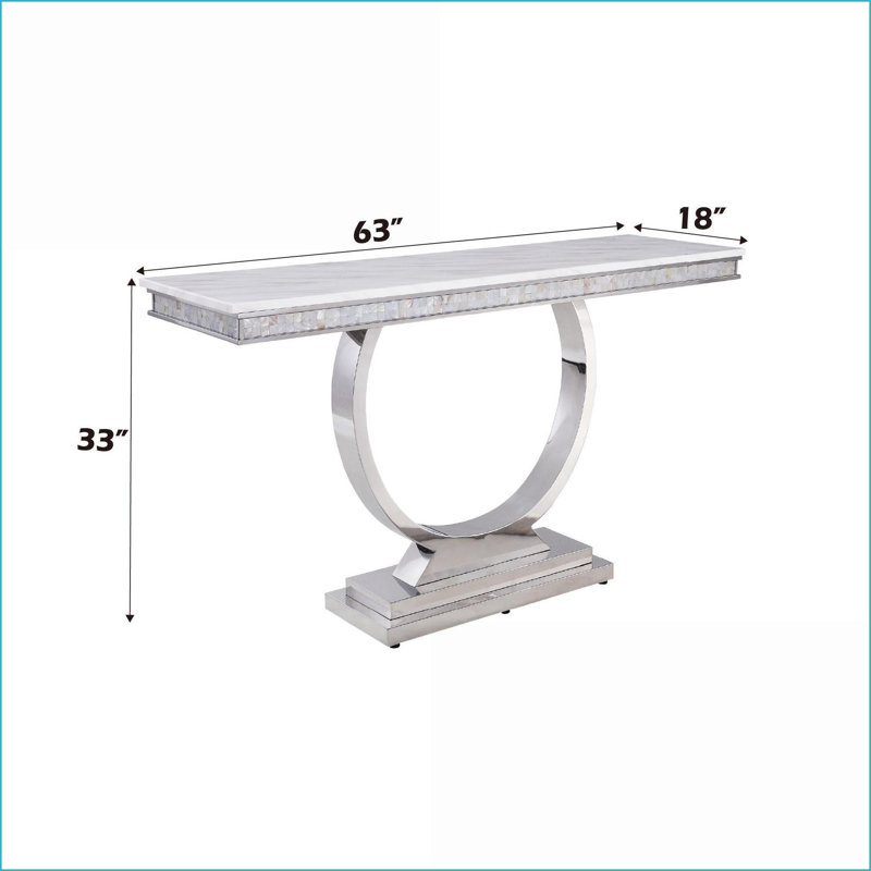 Table basse blanche en faux marbre avec structure en acier inoxydable - peu encombrante et facile à assembler pour le salon