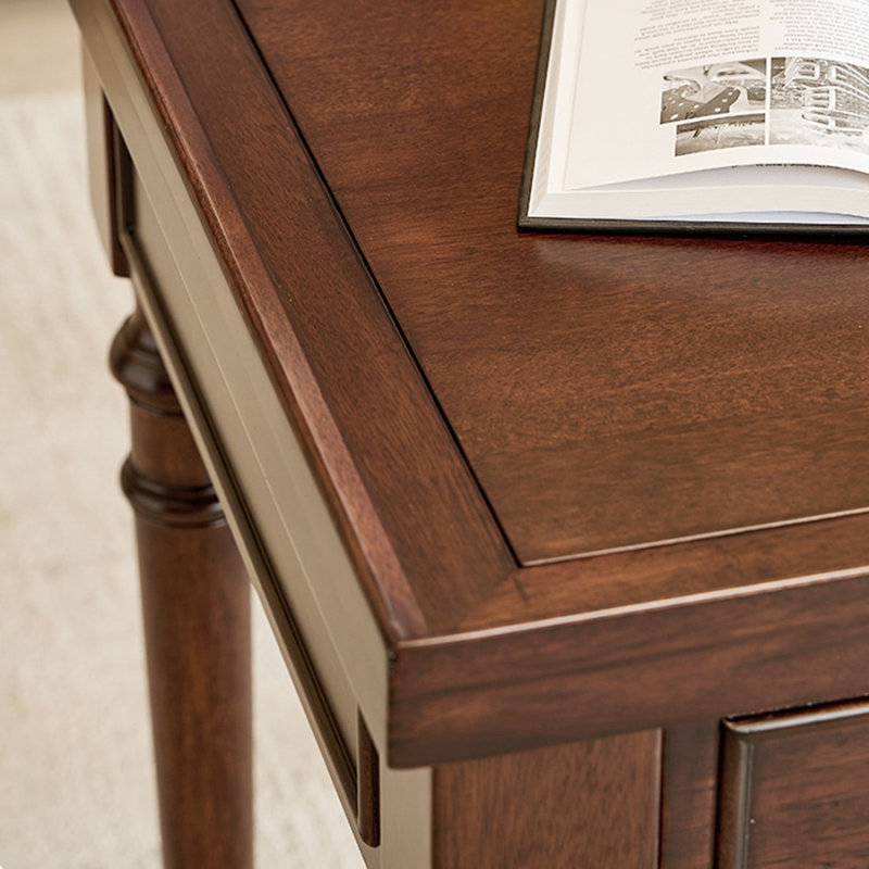 Nut-brown Rectangular Solid Wood desk, 31.5" H x 62.99" W x 29.53" D