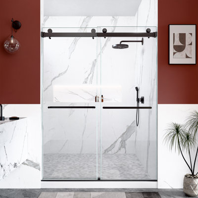 Durable Frameless Shower & Tub Doors, 10mm Tempered Glass, Modern Matte Black