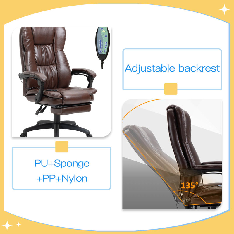 Fauteuil de massage ergonomique à 6 points de massage vibrant confortable avec repose-pieds