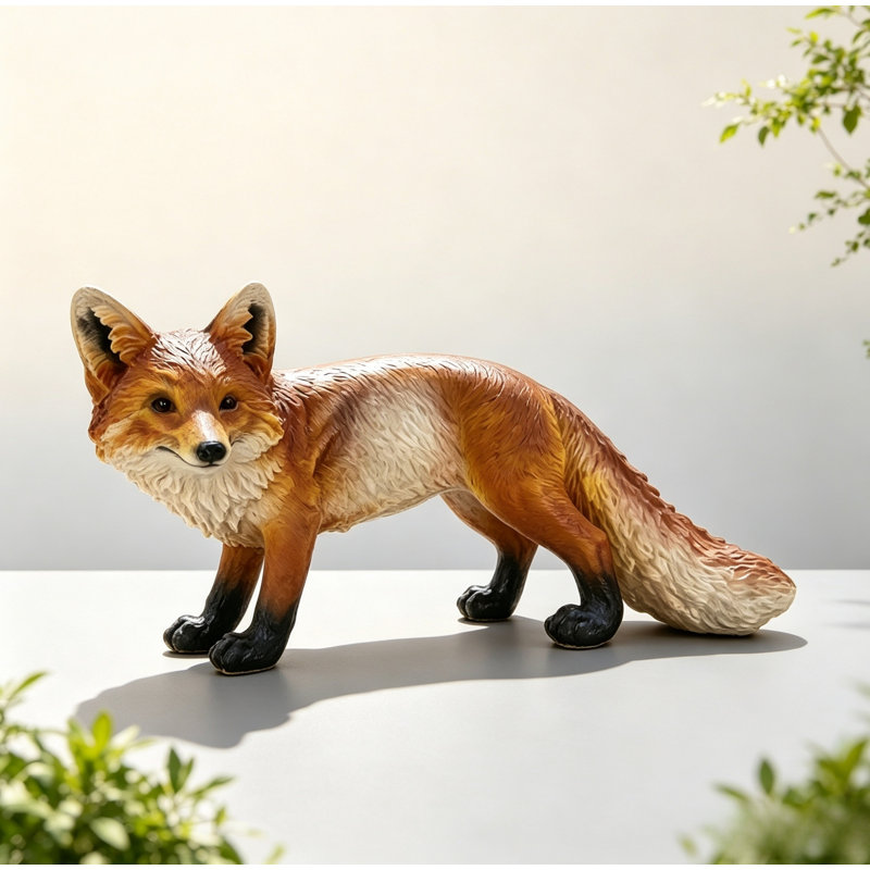 Figurine de renard roux sauvage en résine