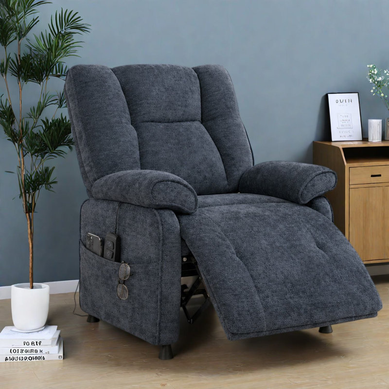 Fauteuil inclinable électrique avec rangement, chenille bleue, fauteuil de maison moderne et réglable, Bleu
