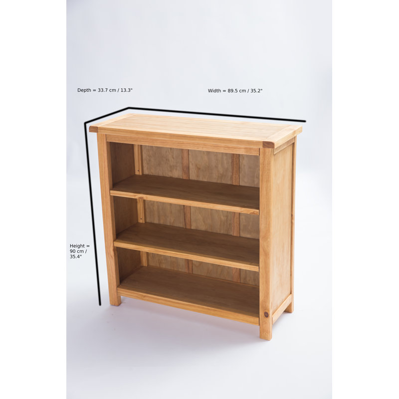 Bibliothèque en bois massif Arise-Sun, Naturel / ciré, (3 tablettes) H 35,4 po x l 35,2 po x P 13,3 po