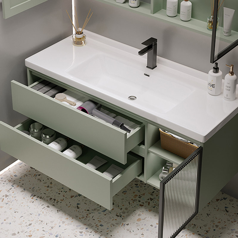 Armoire de salle de bain au style doux.