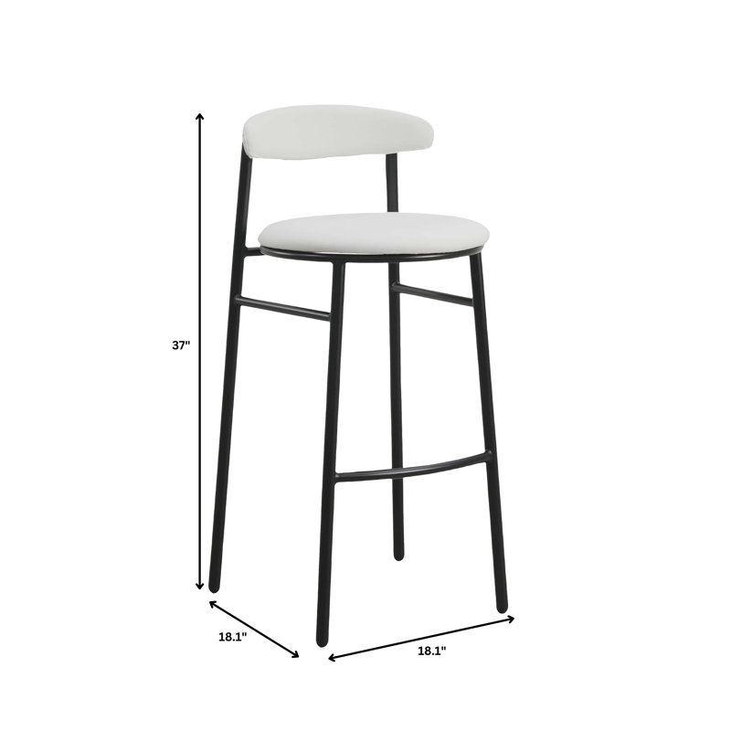 Larue Bar Stool Upholstered In Leather With Powder-Coated Stainless Steel Base Larue Series, Gray
