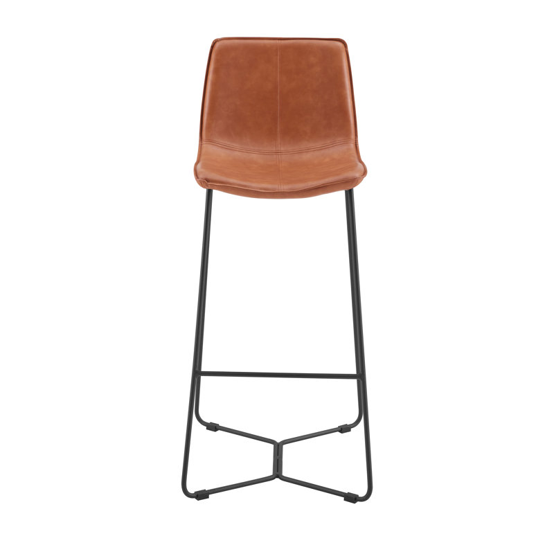 Dorine Stool, Bar Stool (29.5” Seat Height), Honey Faux Leather