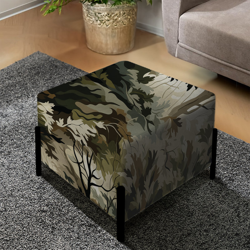 Wilderness Forest Pattern Harmony - Floral Square Ottoman