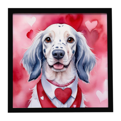 English Setter My Valentine Framed Metal Print