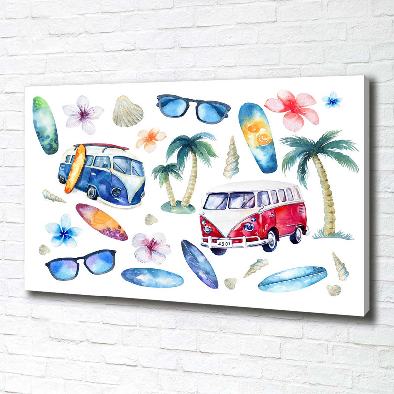 Surfing Symbols - No Frame Print on Canvas