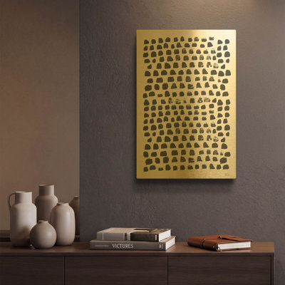 «Drops Of Kindness» par Melissa Averinos, art mural en métal doré, 12 po x 16 po