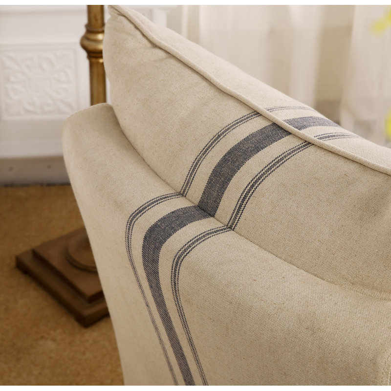 Autaum Slipper Chair, Navy French/Ivory Cotton Blend