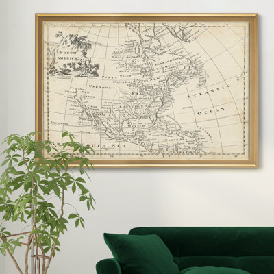 Carte de l’Amérique du Nord-impression d’art graphique sur toile encadrée