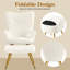 Boucle Accent Chair, Upholstered Armchair with Footstool-376201859