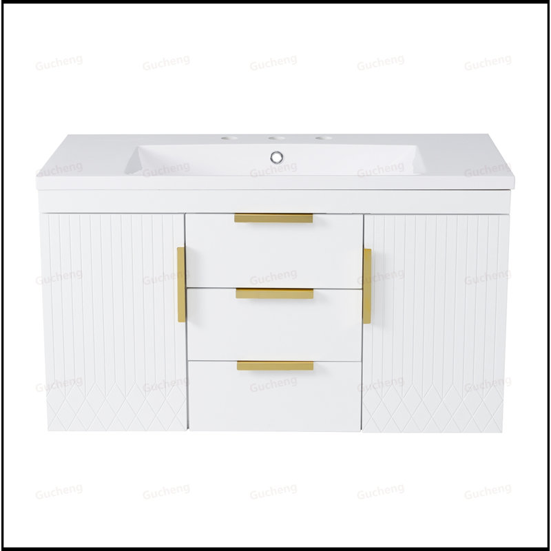 Meuble-lavabo mural 36 po et 2 tiroirs, Blanc