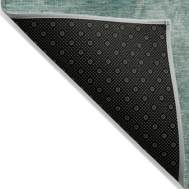 Tapis bleu sarcelle lavable à la machine intérieur / extérieur Xhevrie, Rectangle 5 pi x 7 pi 6 po