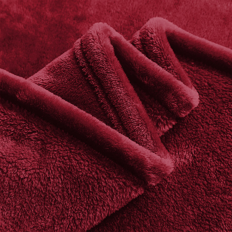 Faux Fur Reversible Fleece Throw Blanket – Soft & Cozy, Burgundy, Kingsize (5')