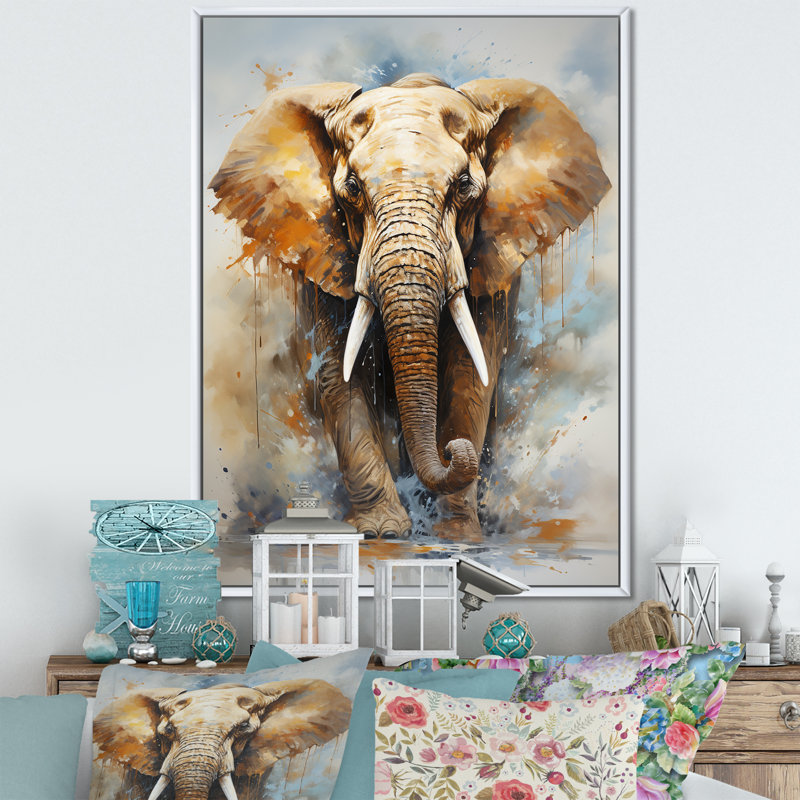 Magnifique portrait d'éléphant I, H 20 po x l 12 po x P 1 po, Cadre flottant blanc