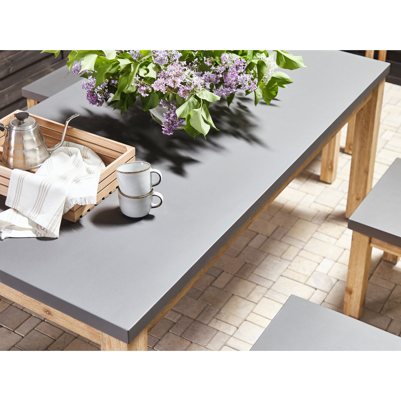 Dameyune Rectangular Stone Outdoor Dining Table - 180 cm W 90 cm D