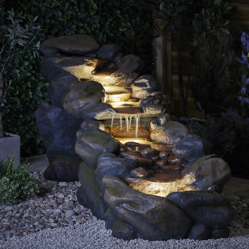 Tingledale Outdoor Weather Resistant Cascade Fountain with Lights