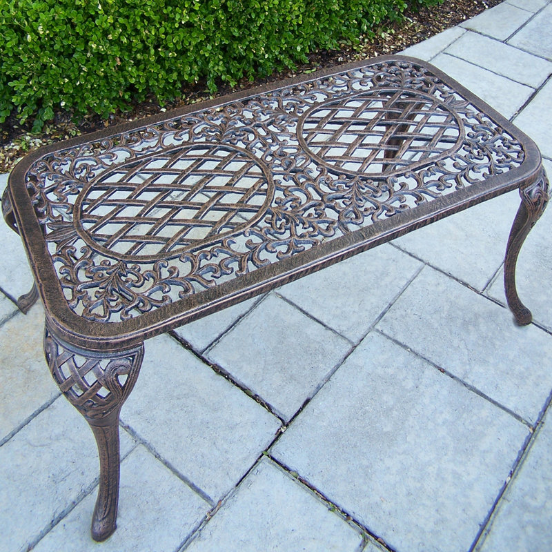 Mcgrady Rectangular Metal Outdoor Coffee Table , 35'' in. W 18'' in. D, Antique Bronze