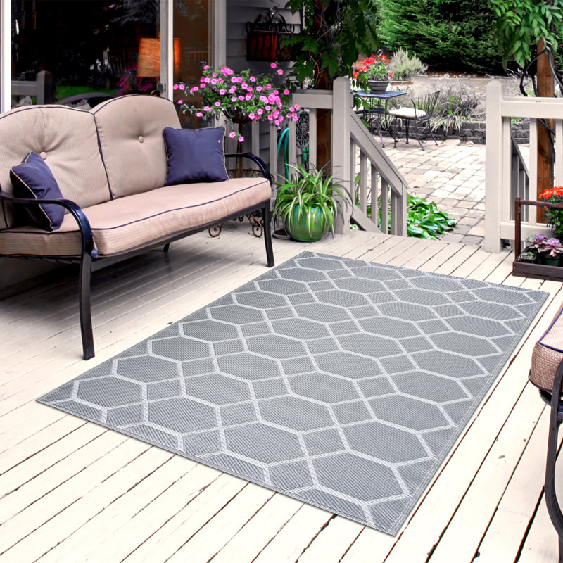 Tapis intérieur / extérieur gris Balasi, Rectangle 6 pi x 9 pi