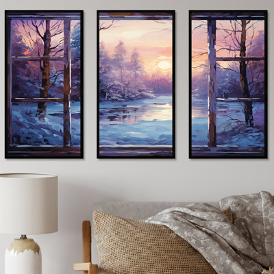 Purple River Winter Windows II - Winter Landscape Wall Art