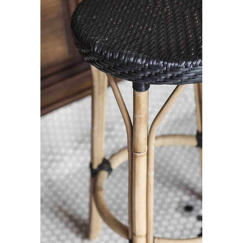 Tabouret Simone, Noir avec points noirs, Tabouret de comptoir (siège d'une hauteur de 27 p