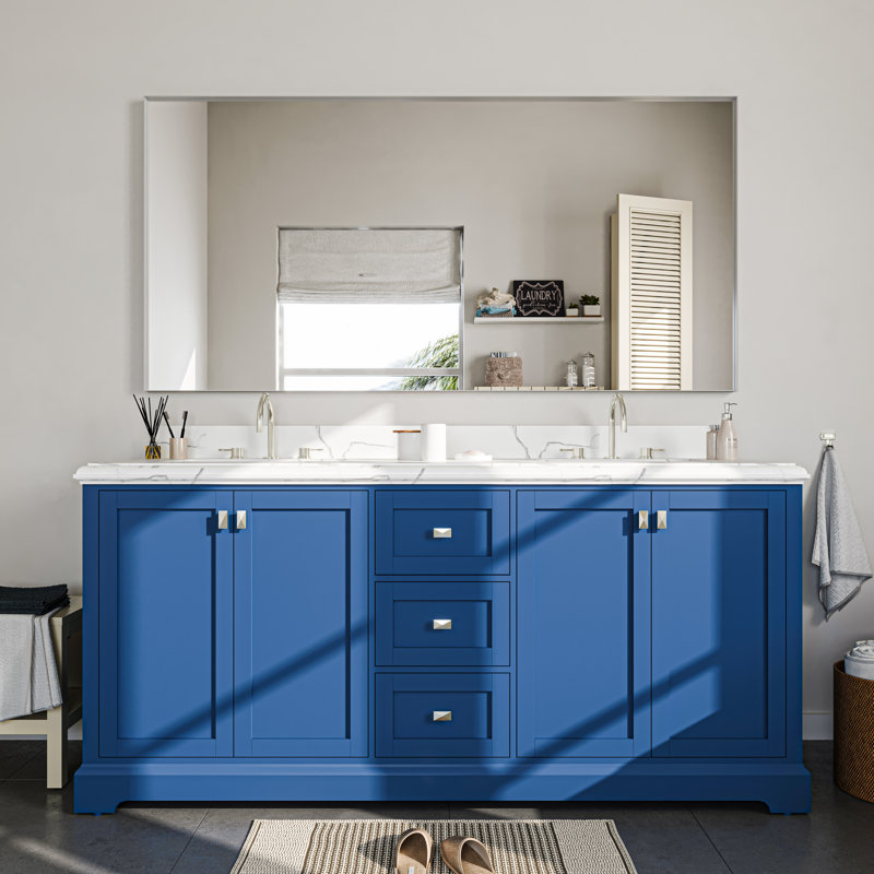 Aluminum Alloy Framed Decorative Wall Mirror Bathroom Vanity Mirror, Silver, 72" x 36"