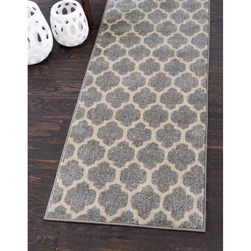 Tapis à motif géométrique gris Molly, Tapis de couloir 2 pi x 6 pi 1 po
