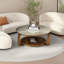 Table basse ronde en bois massif de marbre
