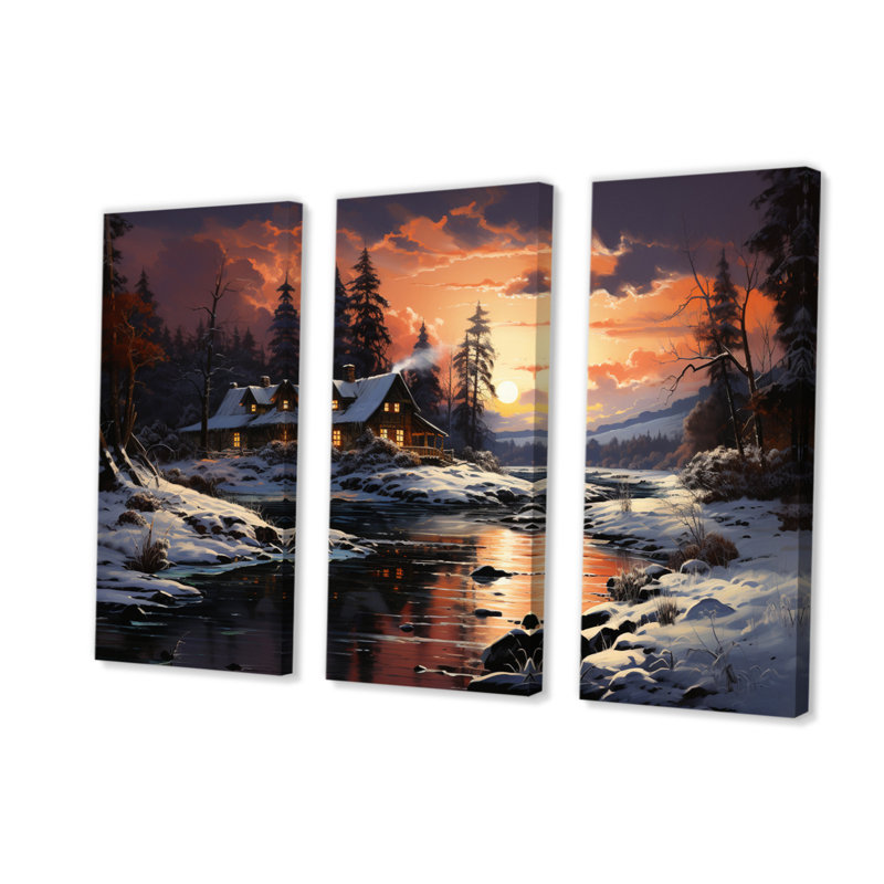 Winter Glow II sur toile, 3 pièces, H 40 po x l 60 po x P 1 po