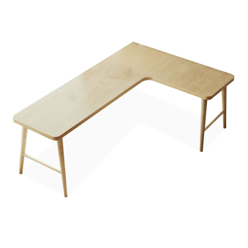 Bureaux en bois massif en L Burlywood, Right Hand Return, H 29,53 po x l 70,87 po x P 47,24 po