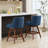 Counter Height Swivel Barstools, 26'' H Seat Height Upholstered Bar Stools Set of 2, Fabric in Blue-1509806283