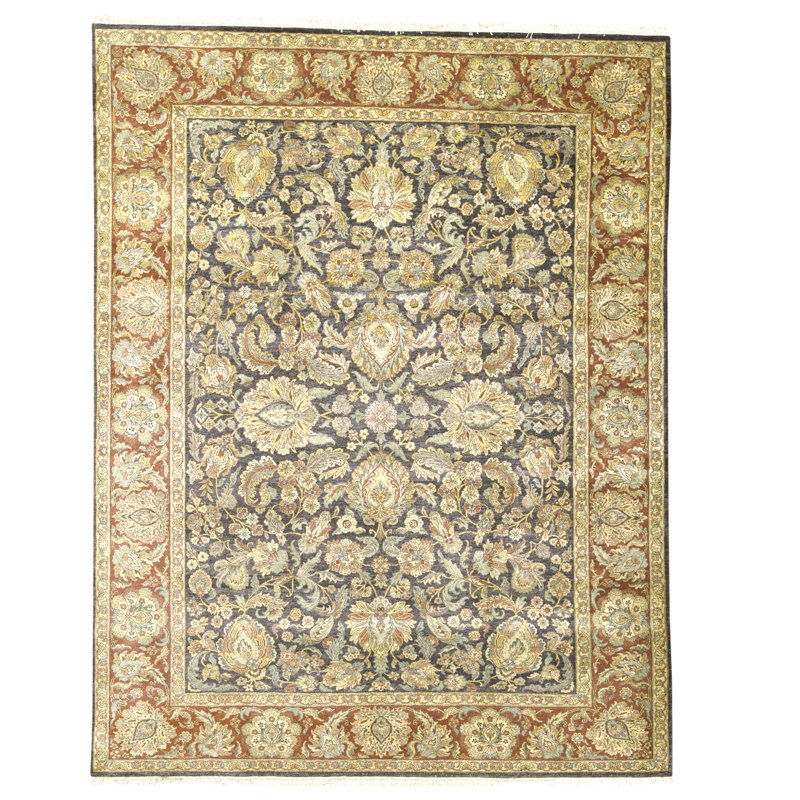 Tapis noir et rouge noué à la main de haute qualité