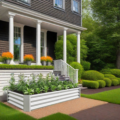 Lit de jardin en métal ondulé en fer ondulé pour plantes d'extérieur, légumes et fleurs