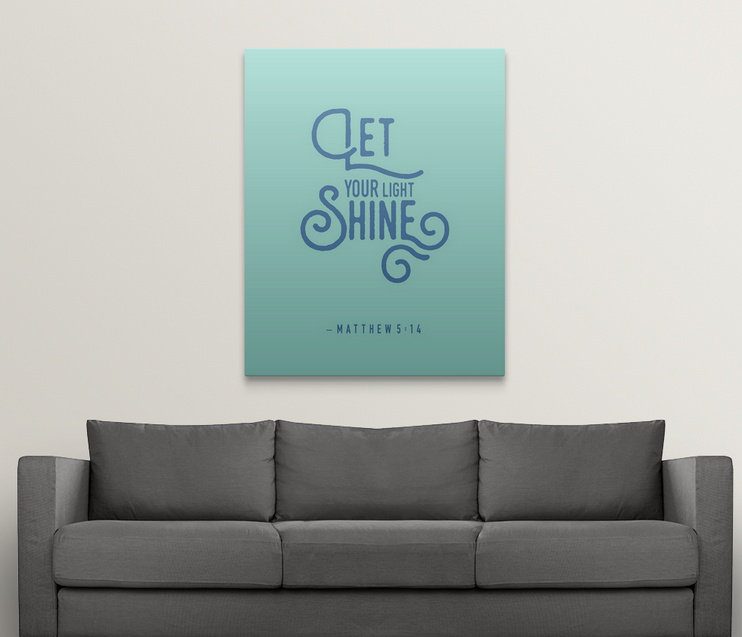«Matthew 5: 14 - Scripture Art», reproduction d'art textuel, H 10 po x l 8 po x P 1,5 po, Toile