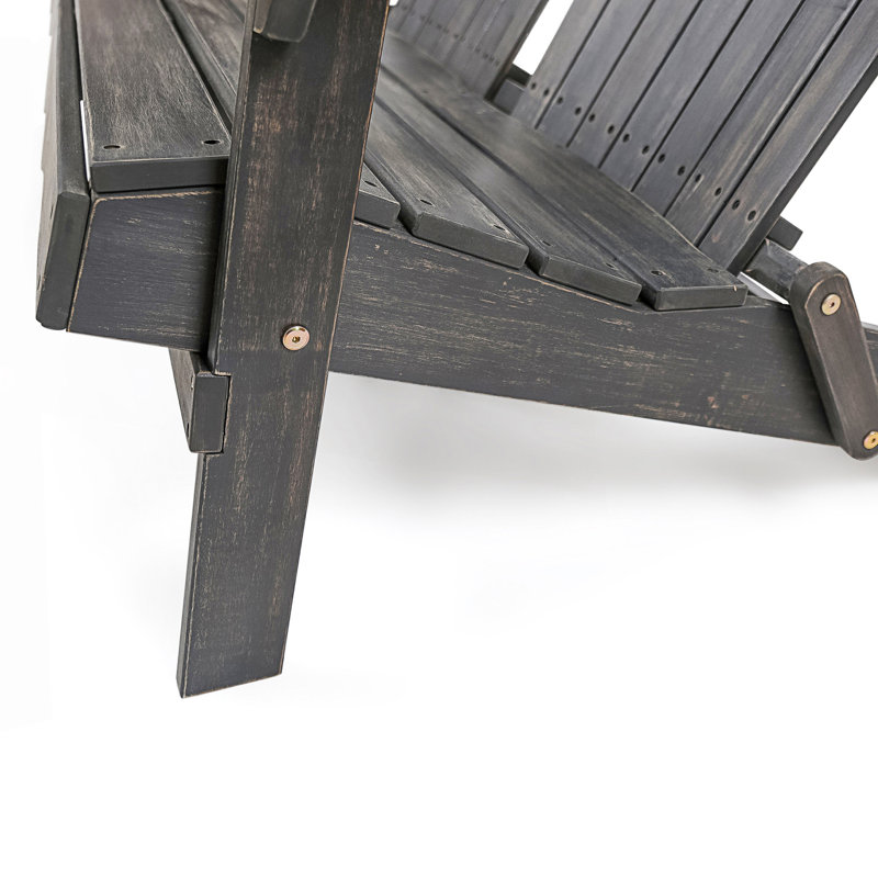 Causeuse d'extérieur à bascule Adirondack avec détails faits à la main, Gris foncé