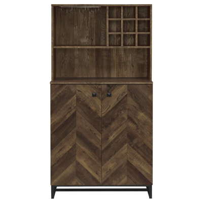 Harlie Rustic Oak 2-Doors Wine Cabinet