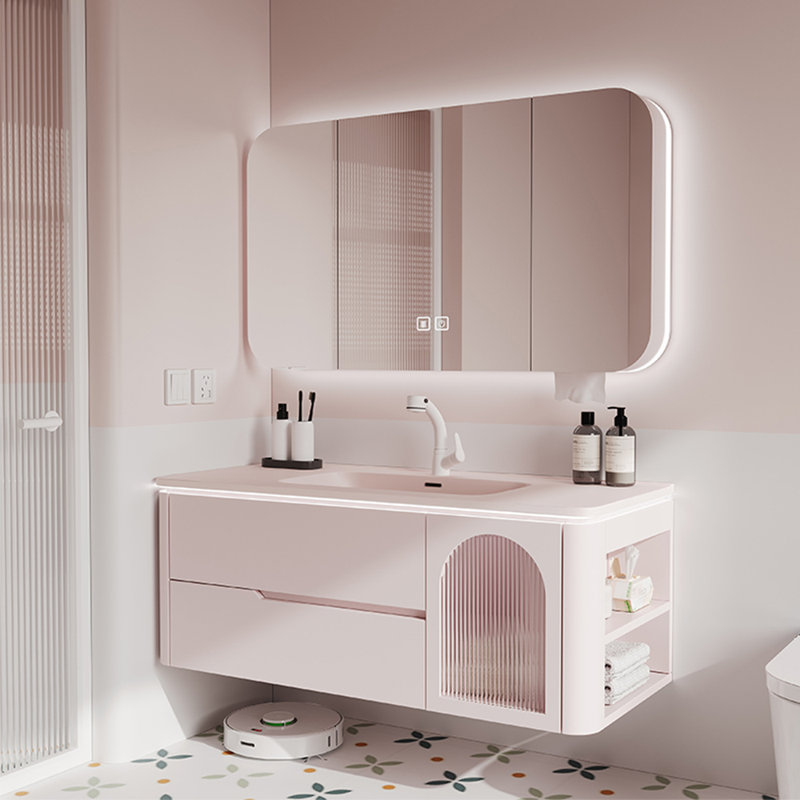 Modern light luxury pink bathroom cabinet