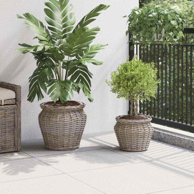 Planter Basket With Storage 2 Pcs Lacak Rattan Decorative Indoor Home