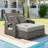 PE Wicker Rattan Double Chaise Lounge, 2-Person Reclining Daybed with Adjustable Back and Cushions-2087564641