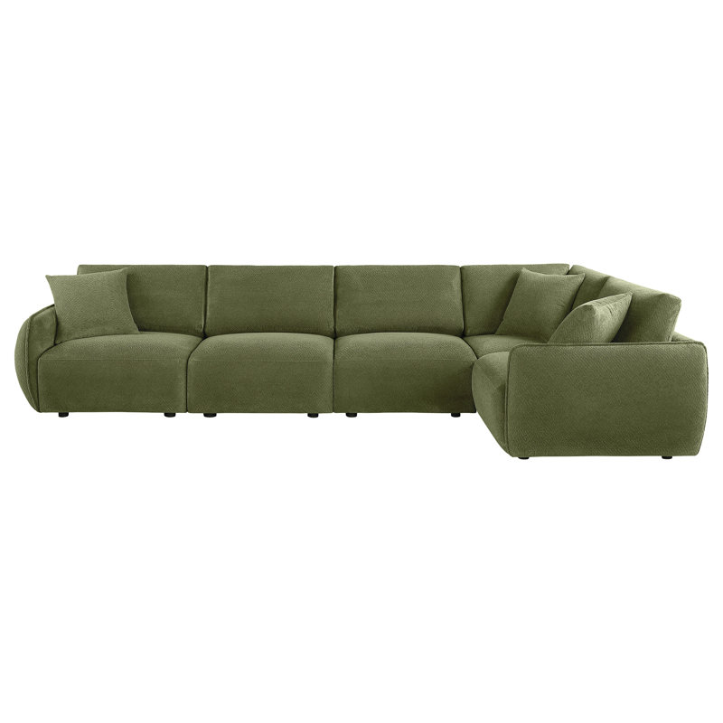 Canapé modulaire rembourré en chenille 5 pièces Henry vert, H 33 po x l 108 po x P 108 po, Mélange de polyester vert