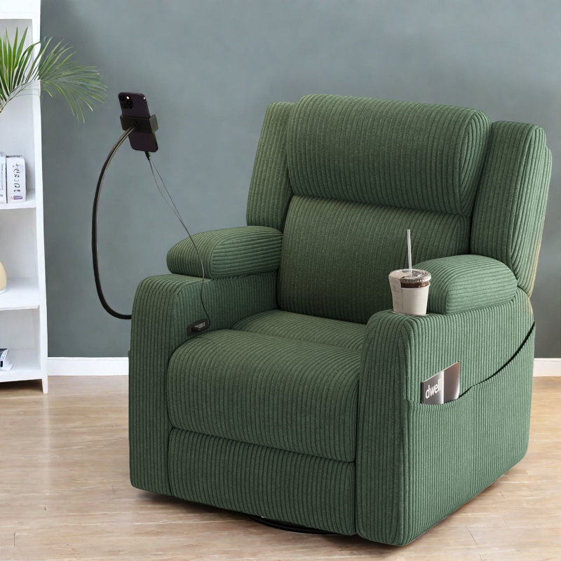 Fauteuils inclinables électriques modernes avec rangement, fauteuil réglable en velours côtelé pour la maison