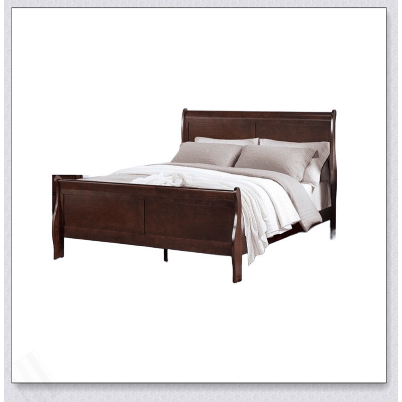Pieds de lit en bois gris de style traîneau 1pc Louis Phillipe, Grand lit, Cherry