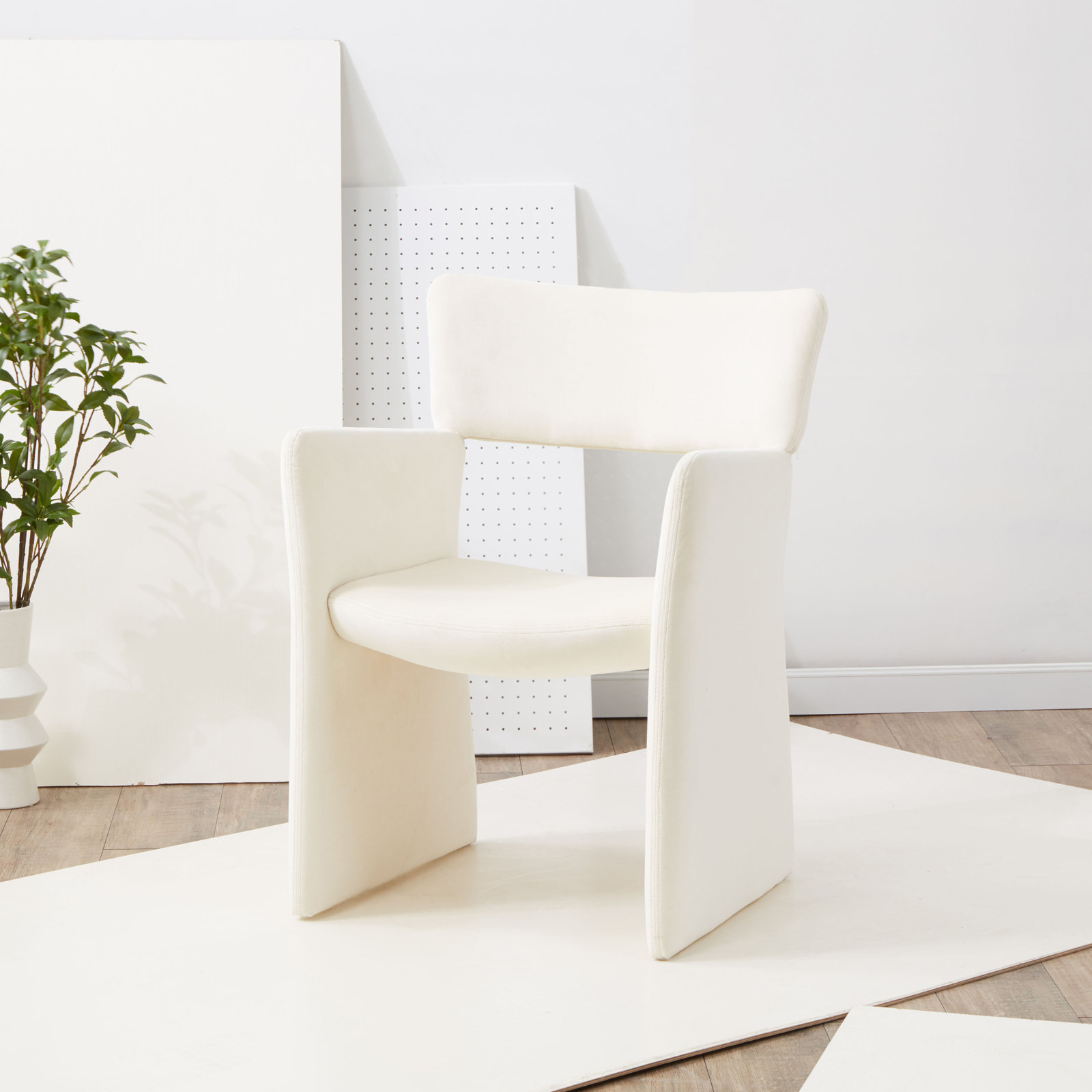 Fauna Velvet Side Chair, Cream