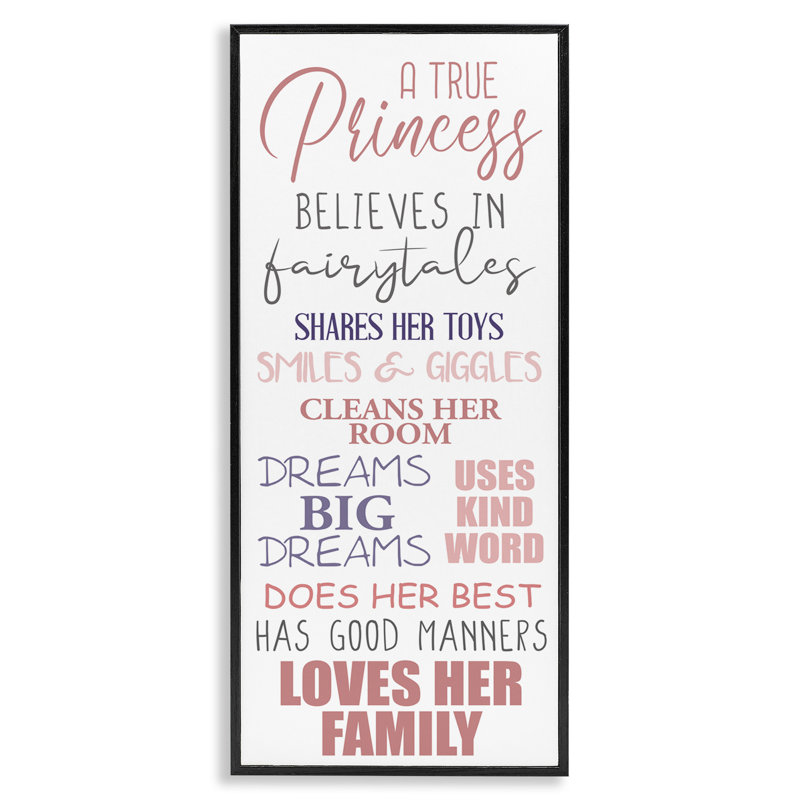Inspirant True Princess Rules, estampe numérique par Kim Allen, Giclée encadrée noir minuit, H 24 po x l 10 po