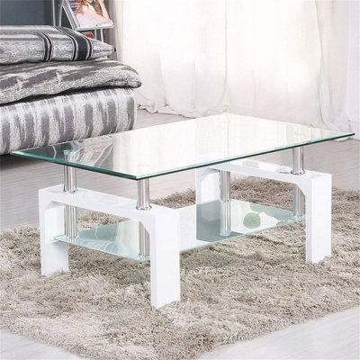 Modern Side Table With Lower Shelf Chrome And MDF Support Living Room Guest Reception Room Table Black