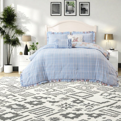 Blue Floral Bedding Sets, Twin Twin XL Microfiber Comforter, Cottage Bedroom