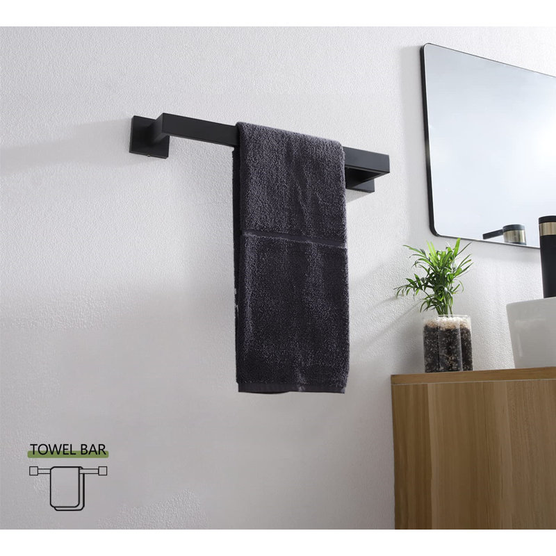 16" Towel Bar Wall Mounted, Matte Black