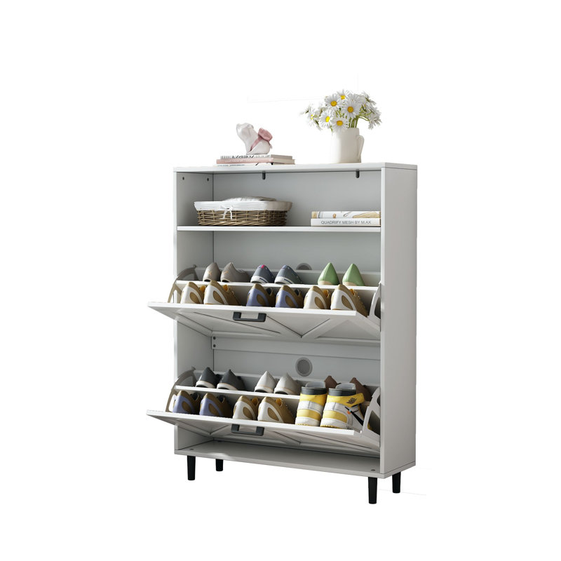 Armoire de rangement pour chaussures Farmhouse, Blanc antique
